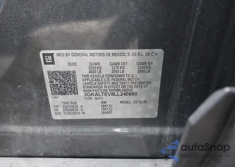 2020 GMC Terrain Awd Sle from USA, damaged, VIN 3GKALTEV8LL240880